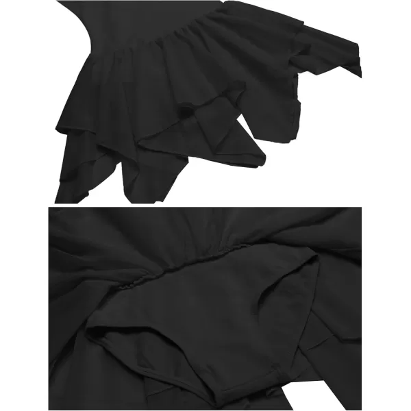 Zaclotre Girls Ballet Leotards with Irregular 2Layer Skirts Long Sleeve Dance Dress Toddler Ballerina OutfitsBlack