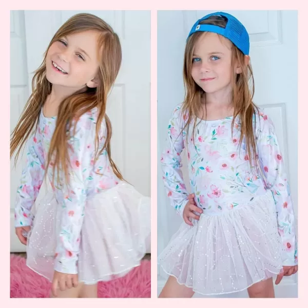 Zaclotre Girls Ballet Long Sleeve Skirted Leotards with Tutus Skirt Dance Dress Ballerina OutfitsFloral