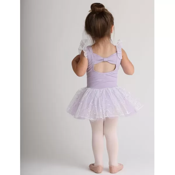 Zaclotre Girls Ballet Ruffle Short Sleeve Skirted Leotards with Tutus Skirt Dance Dress Ballerina OutfitsZlavender