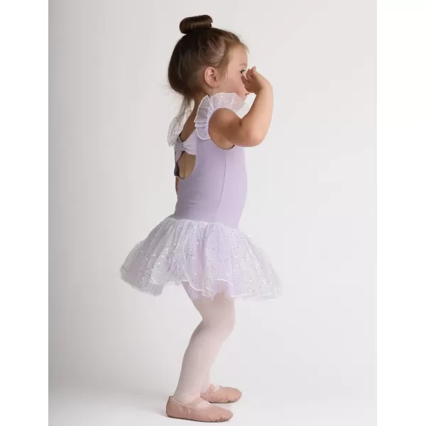 Zaclotre Girls Ballet Ruffle Short Sleeve Skirted Leotards with Tutus Skirt Dance Dress Ballerina OutfitsZlavender