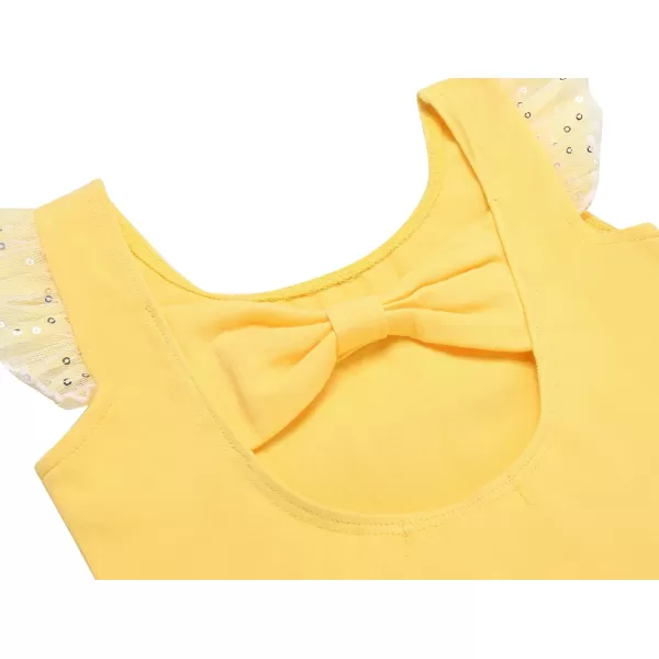 Zaclotre Girls Ballet Ruffle Short Sleeve Skirted Leotards with Tutus Skirt Dance Dress Ballerina OutfitsZyellow