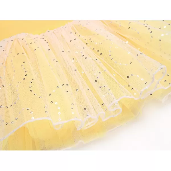Zaclotre Girls Ballet Ruffle Short Sleeve Skirted Leotards with Tutus Skirt Dance Dress Ballerina OutfitsZyellow