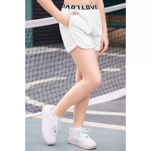 Zaclotre Girls Flowy Shorts with Pockets 2 in 1 Athletic Shorts High Waisted Gym Yoga Workout Running Biker Tennis Skirt01white