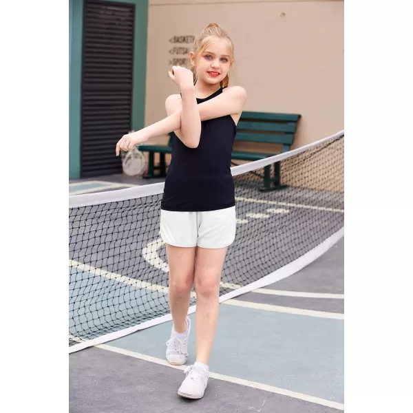 Zaclotre Girls Flowy Shorts with Pockets 2 in 1 Athletic Shorts High Waisted Gym Yoga Workout Running Biker Tennis Skirt01white