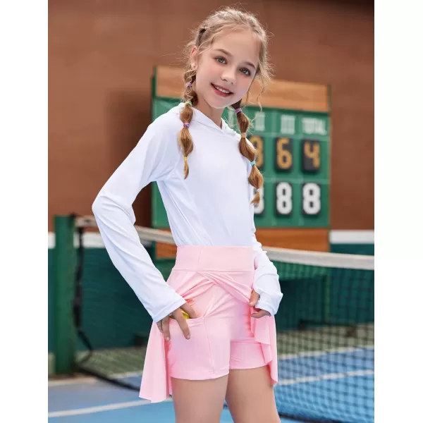 Zaclotre Girls Flowy Shorts with Pockets 2 in 1 Athletic Shorts High Waisted Gym Yoga Workout Running Biker Tennis SkirtPink