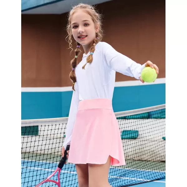 Zaclotre Girls Flowy Shorts with Pockets 2 in 1 Athletic Shorts High Waisted Gym Yoga Workout Running Biker Tennis SkirtPink