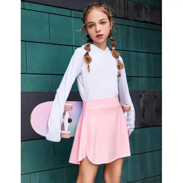 Zaclotre Girls Flowy Shorts with Pockets 2 in 1 Athletic Shorts High Waisted Gym Yoga Workout Running Biker Tennis SkirtPink