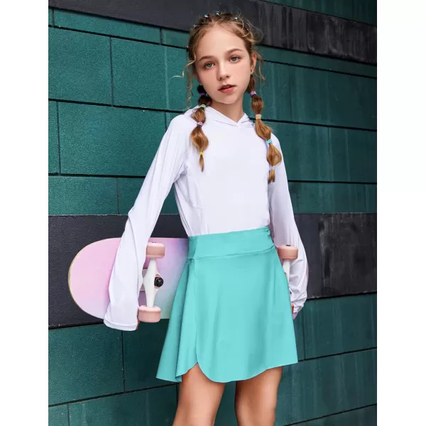 Zaclotre Girls Flowy Shorts with Pockets 2 in 1 Athletic Shorts High Waisted Gym Yoga Workout Running Biker Tennis SkirtTurquoise