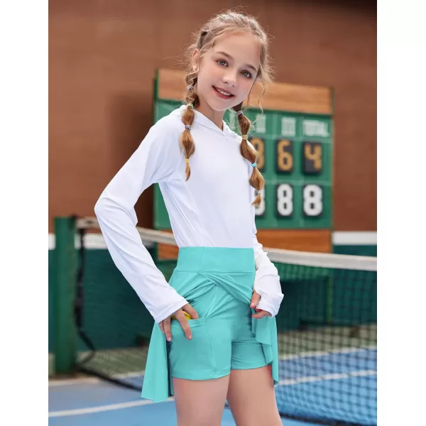 Zaclotre Girls Flowy Shorts with Pockets 2 in 1 Athletic Shorts High Waisted Gym Yoga Workout Running Biker Tennis SkirtTurquoise