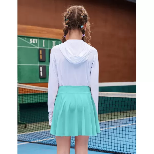 Zaclotre Girls Flowy Shorts with Pockets 2 in 1 Athletic Shorts High Waisted Gym Yoga Workout Running Biker Tennis SkirtTurquoise