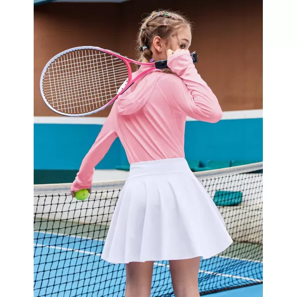 Zaclotre Girls Flowy Shorts with Pockets 2 in 1 Athletic Shorts High Waisted Gym Yoga Workout Running Biker Tennis SkirtWhite