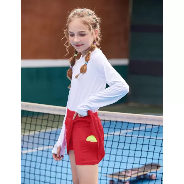Zaclotre Girls Pleated Tennis Skirt with Shorts Pockets Elastic Athletic Golf Skirts Lightweight Workout Running Sports SkortRed