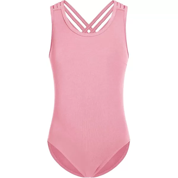Zaclotre Girls Straps Hollow Back Leotard for Ballet DanceBallet Pink