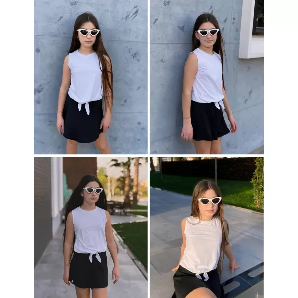 Zaclotre Girls Tennis Golf Dress Outfit Tank Top and Skorts Skirts Athletic Sets with Shorts PocketsBlack