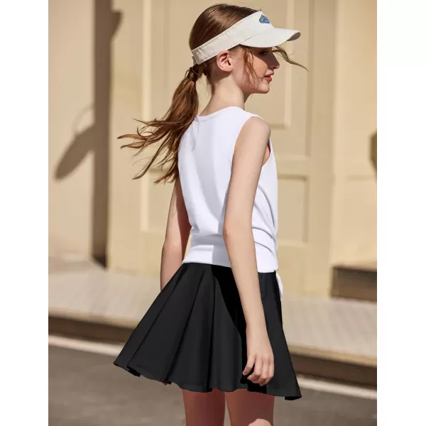 Zaclotre Girls Tennis Golf Dress Outfit Tank Top and Skorts Skirts Athletic Sets with Shorts PocketsBlack