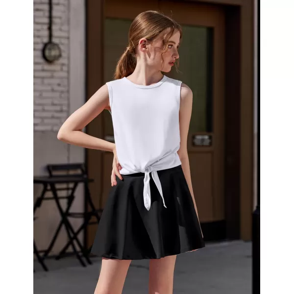 Zaclotre Girls Tennis Golf Dress Outfit Tank Top and Skorts Skirts Athletic Sets with Shorts PocketsBlack