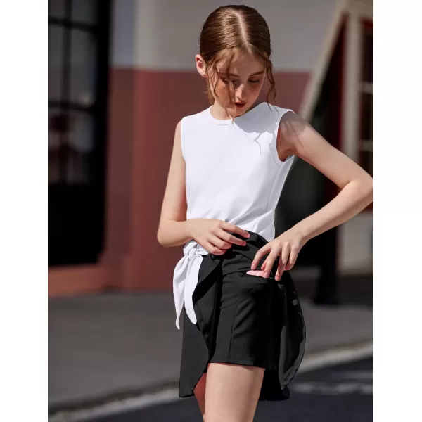 Zaclotre Girls Tennis Golf Dress Outfit Tank Top and Skorts Skirts Athletic Sets with Shorts PocketsBlack