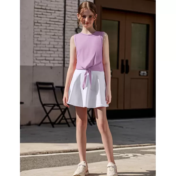 Zaclotre Girls Tennis Golf Dress Outfit Tank Top and Skorts Skirts Athletic Sets with Shorts PocketsLight Purple