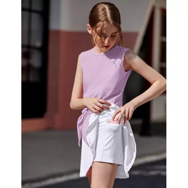Zaclotre Girls Tennis Golf Dress Outfit Tank Top and Skorts Skirts Athletic Sets with Shorts PocketsLight Purple