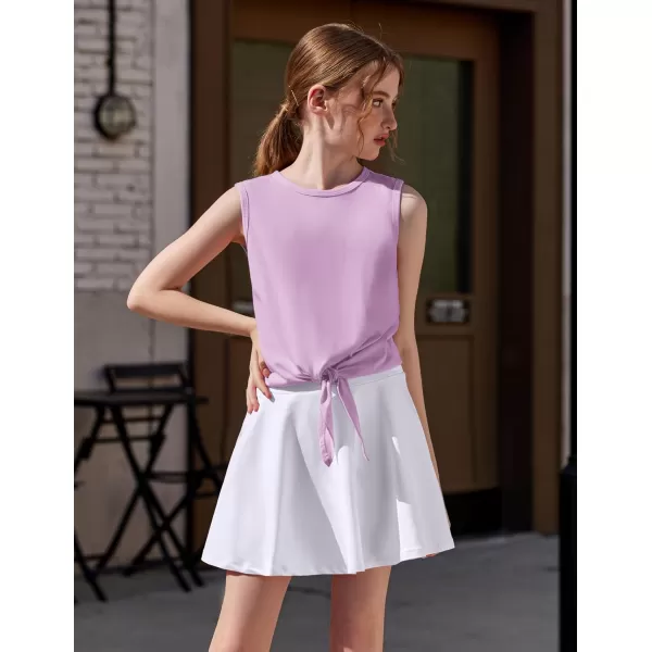 Zaclotre Girls Tennis Golf Dress Outfit Tank Top and Skorts Skirts Athletic Sets with Shorts PocketsLight Purple