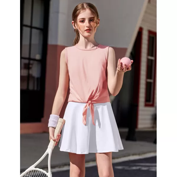 Zaclotre Girls Tennis Golf Dress Outfit Tank Top and Skorts Skirts Athletic Sets with Shorts PocketsPink