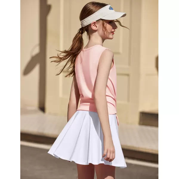 Zaclotre Girls Tennis Golf Dress Outfit Tank Top and Skorts Skirts Athletic Sets with Shorts PocketsPink