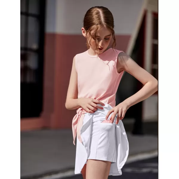 Zaclotre Girls Tennis Golf Dress Outfit Tank Top and Skorts Skirts Athletic Sets with Shorts PocketsPink