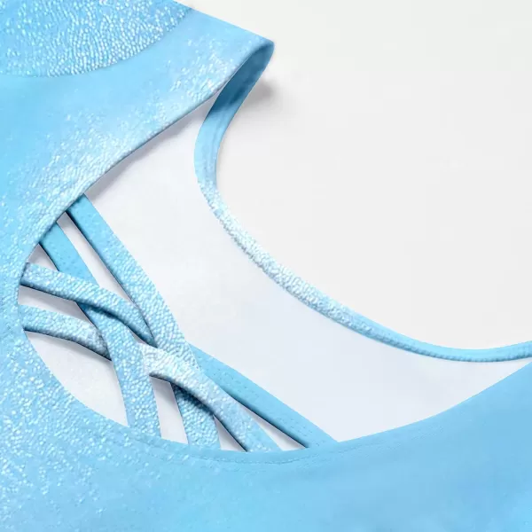Zaclotre Gymnastic Leotards for Girls Long Sleeve Tumbling Outfits Toddler Sparkle Athletic Dancewear for KidSparkle Blue