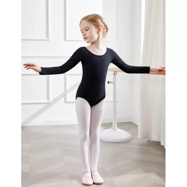 Zaclotre Gymnastics Leotards for Girls Long Sleeve Crisscross Back Ballet Dance Outfit with Removable Skirt ComboBlack