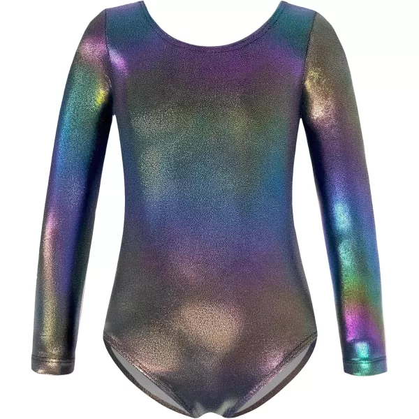 Zaclotre Gymnastics Leotards for Girls Long Sleeve Crisscross Back Ballet Dance Outfit with Removable Skirt ComboBlack Gradient
