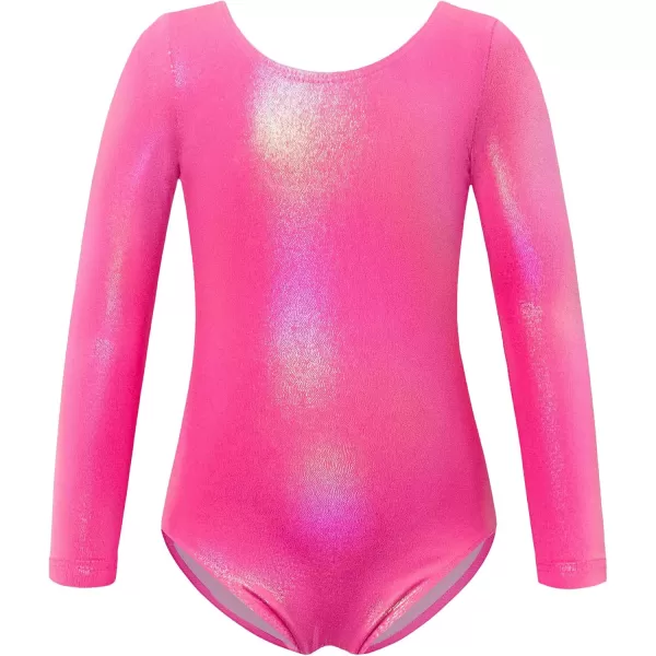 Zaclotre Gymnastics Leotards for Girls Long Sleeve Crisscross Back Ballet Dance Outfit with Removable Skirt ComboShiny Pink