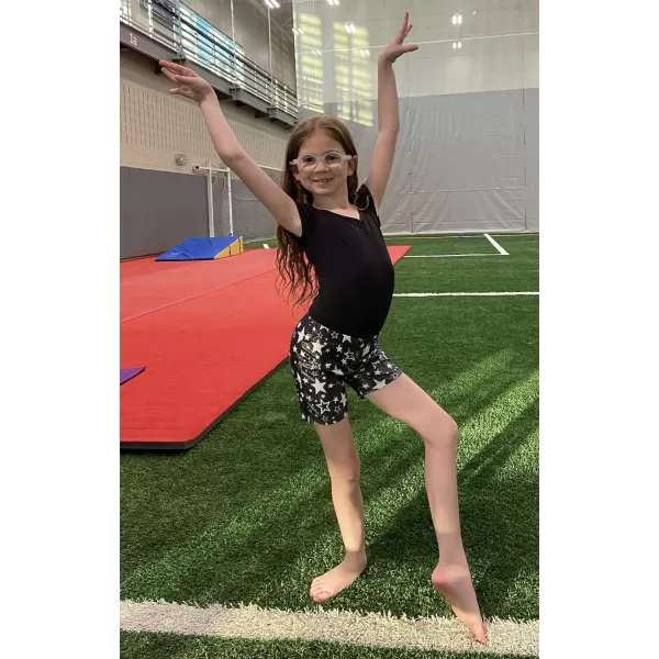 Zaclotre Kid Girls Gymnastic Shorts Ballet Dance Sparkle Short Tumbling Athletic Gymnastics LeotardsBlack Star