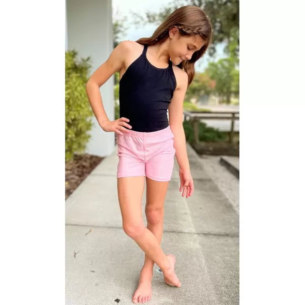 Zaclotre Kid Girls Gymnastic Shorts Ballet Dance Sparkle Short Tumbling Athletic Gymnastics LeotardsPink