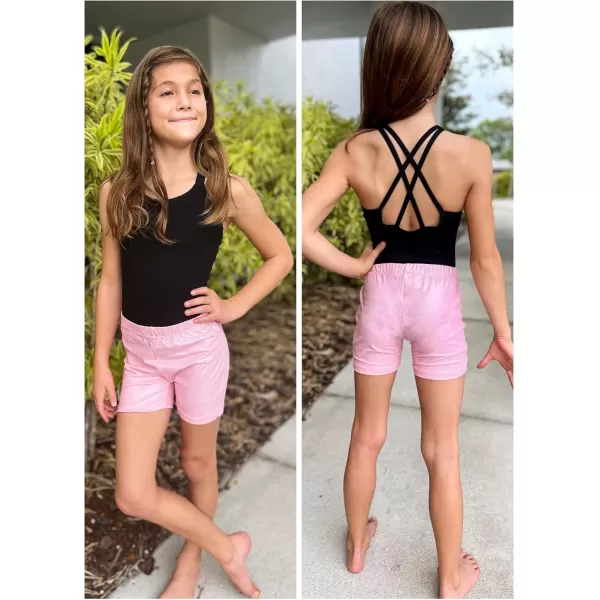 Zaclotre Kid Girls Gymnastic Shorts Ballet Dance Sparkle Short Tumbling Athletic Gymnastics LeotardsPink