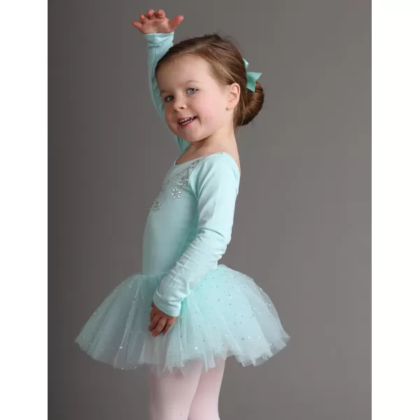 Zaclotre Kid Girls Long Sleeve Leotards Ballet Dance Sparkly Tutu Dress Ballerina OutfitsAqua Green