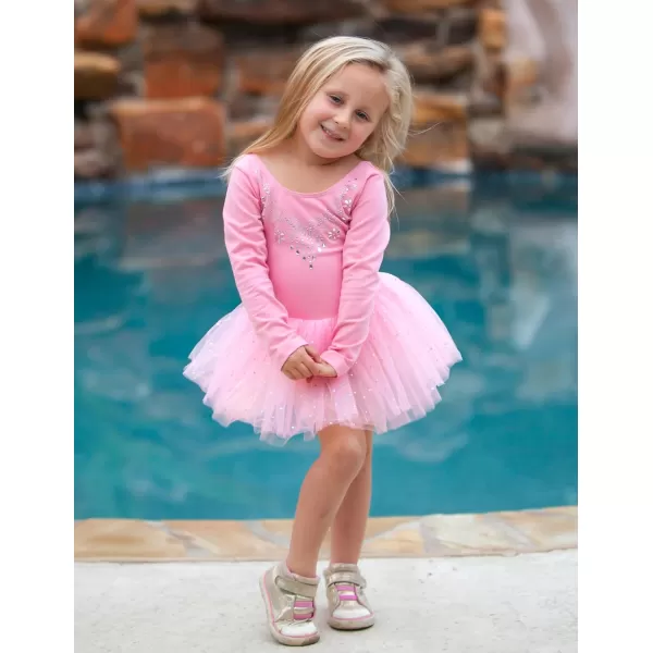 Zaclotre Kid Girls Long Sleeve Leotards Ballet Dance Sparkly Tutu Dress Ballerina OutfitsPink Pruple