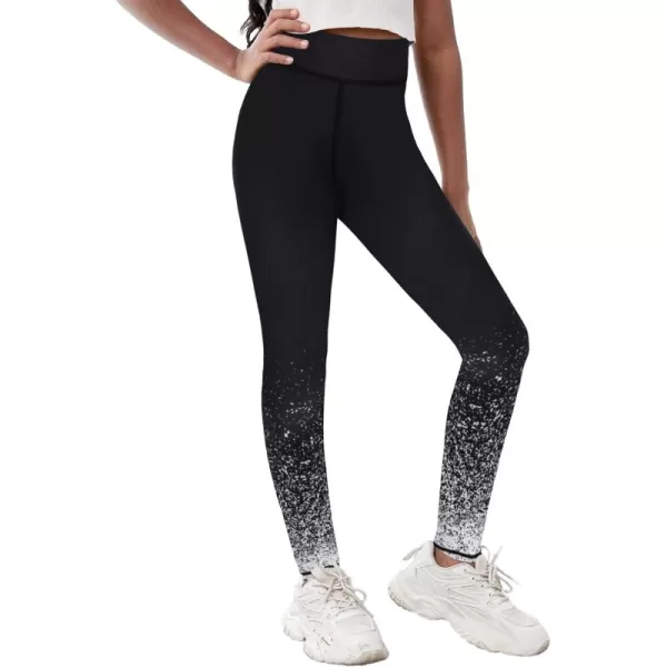 Zaclotre Girls Athletic Leggings Kids High Waist Yoga Pants Tennis Runnig Workout Footless Active Legging PantsGradient Black
