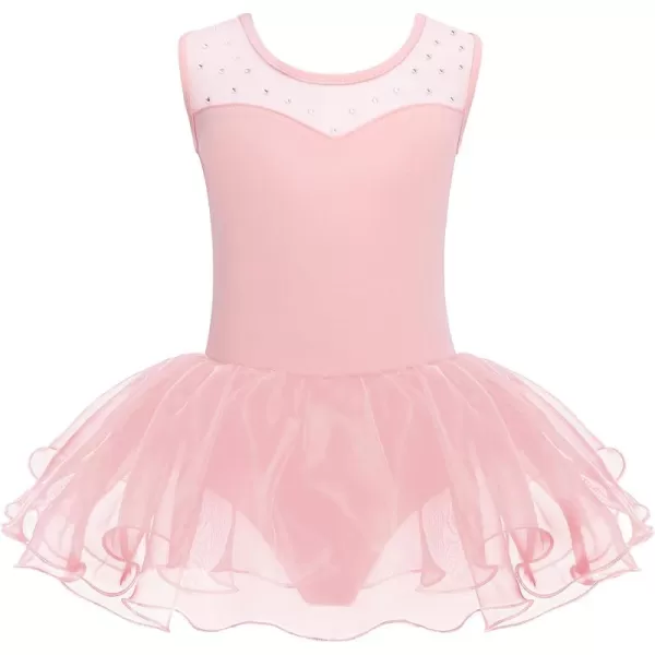 Zaclotre Girls Ballet Leotards Sparkly Sleevesless Mesh Dance Dress Tutu Ballerina Costume for KidsBallet Pink