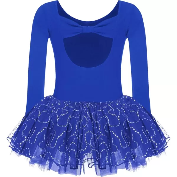 Zaclotre Girls Ballet Long Sleeve Skirted Leotards with Tutus Skirt Dance Dress Ballerina OutfitsRoyal Blue