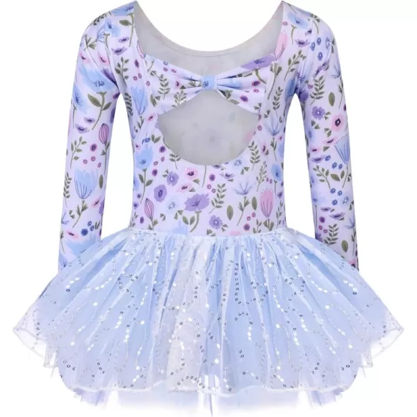 Zaclotre Girls Ballet Long Sleeve Skirted Leotards with Tutus Skirt Dance Dress Ballerina OutfitsWildflower