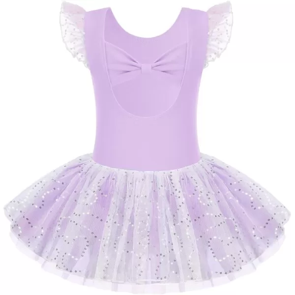 Zaclotre Girls Ballet Ruffle Short Sleeve Skirted Leotards with Tutus Skirt Dance Dress Ballerina OutfitsZlavender