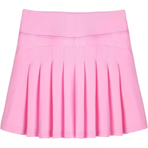 Zaclotre Girls Pleated Tennis Skirt with Shorts Pockets Elastic Athletic Golf Skirts Lightweight Workout Running Sports SkortPink