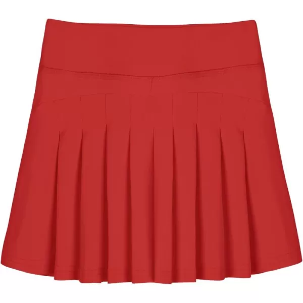 Zaclotre Girls Pleated Tennis Skirt with Shorts Pockets Elastic Athletic Golf Skirts Lightweight Workout Running Sports SkortRed