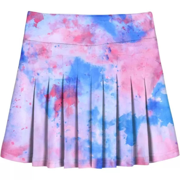 Zaclotre Girls Pleated Tennis Skirt with Shorts Pockets Elastic Athletic Golf Skirts Lightweight Workout Running Sports SkortTie Dye 1