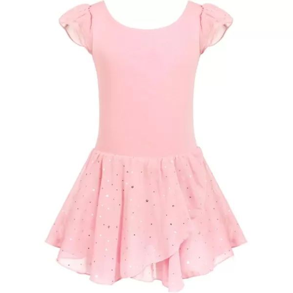 Zaclotre Girls Ruffle Sleeve Tutu Skirted Leotard Ballet Dance DressBallet Pink