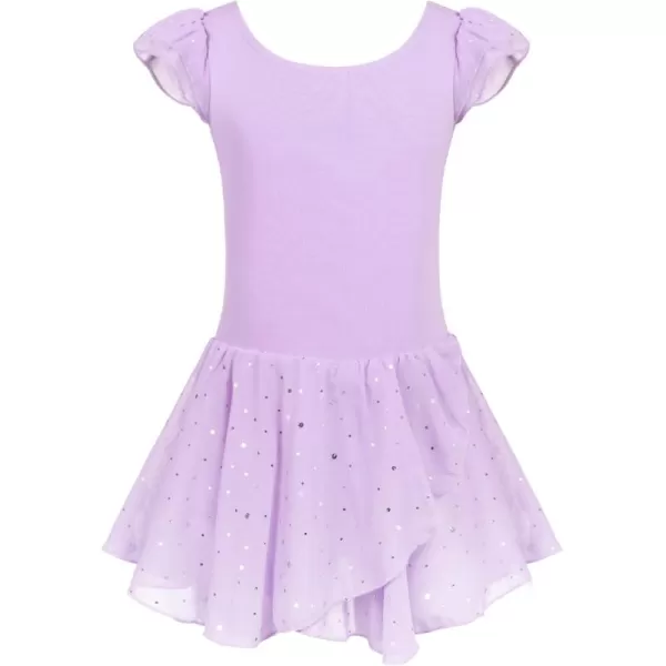 Zaclotre Girls Ruffle Sleeve Tutu Skirted Leotard Ballet Dance DressLilac