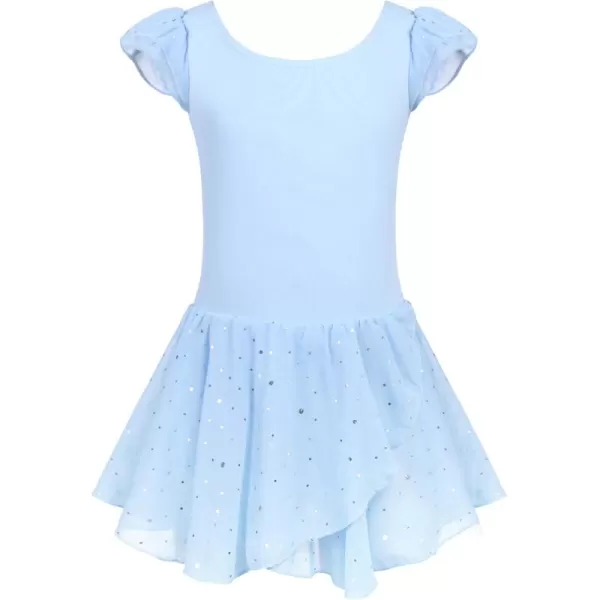 Zaclotre Girls Ruffle Sleeve Tutu Skirted Leotard Ballet Dance DressSky Blue