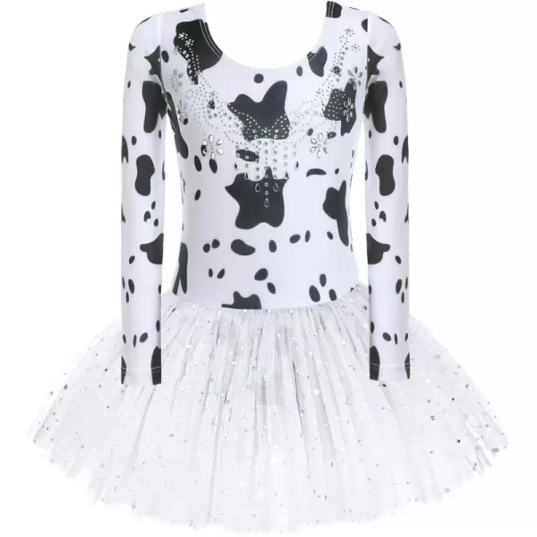 Zaclotre Kid Girls Long Sleeve Leotards Ballet Dance Sparkly Tutu Dress Ballerina OutfitsWhiteBlack