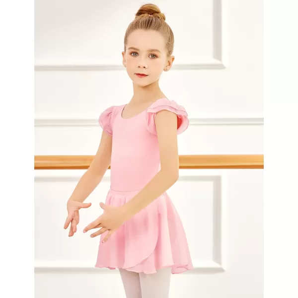 Zaclotre 3 Pack Girls Ballet Skirts Dance Skirt Chiffon Wrap for ToddlerKidsLittle Girl DancewearBallet Pink