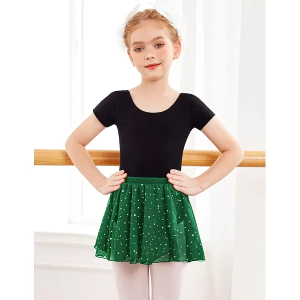 Zaclotre Girls Ballet Skirt Sparkly Chiffon Pull On Dance Skirts for ToddlerKids Dancewear 2 PackBlackgreen